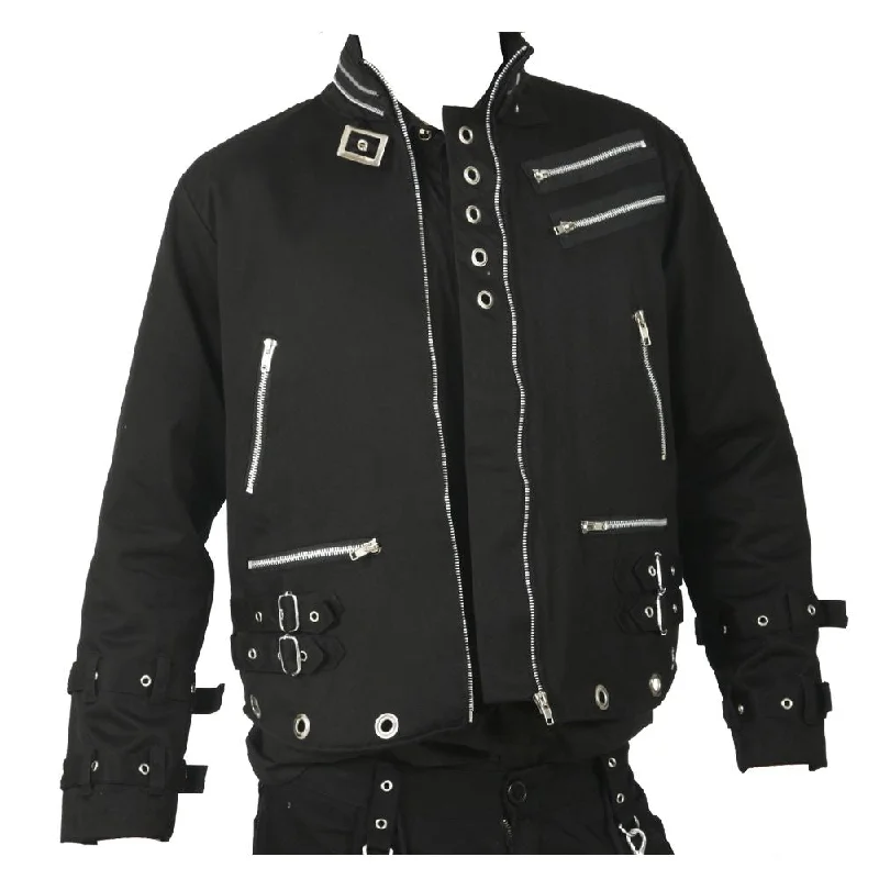 men's biker jackets -Punk Eyelet Goth Jacket