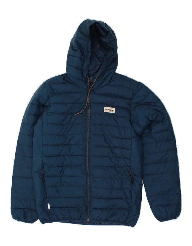 men's high-performance jackets -QUIKSILVER Mens Hooded Padded Jacket UK 36 Small Navy Blue Polyester