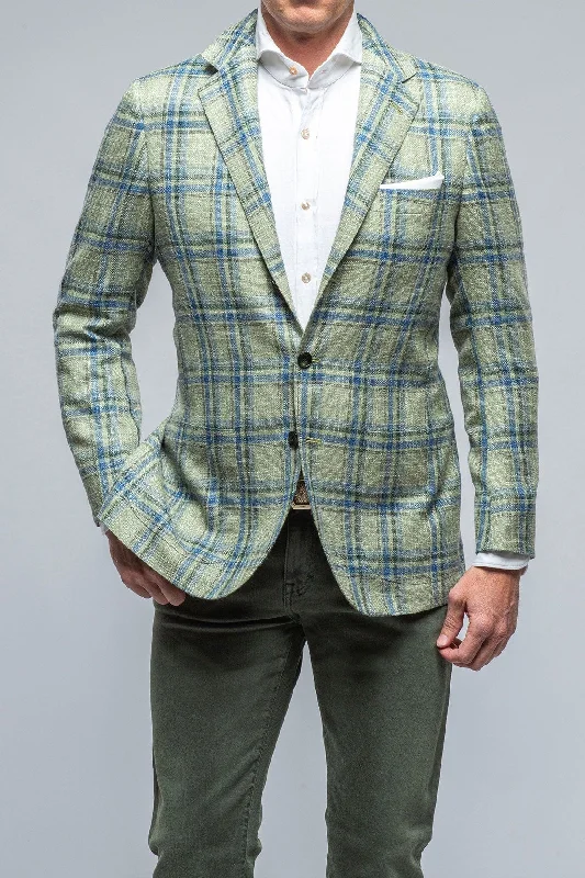 men's stylish coats and jackets -Roussillon Blue and Green Check Jacket