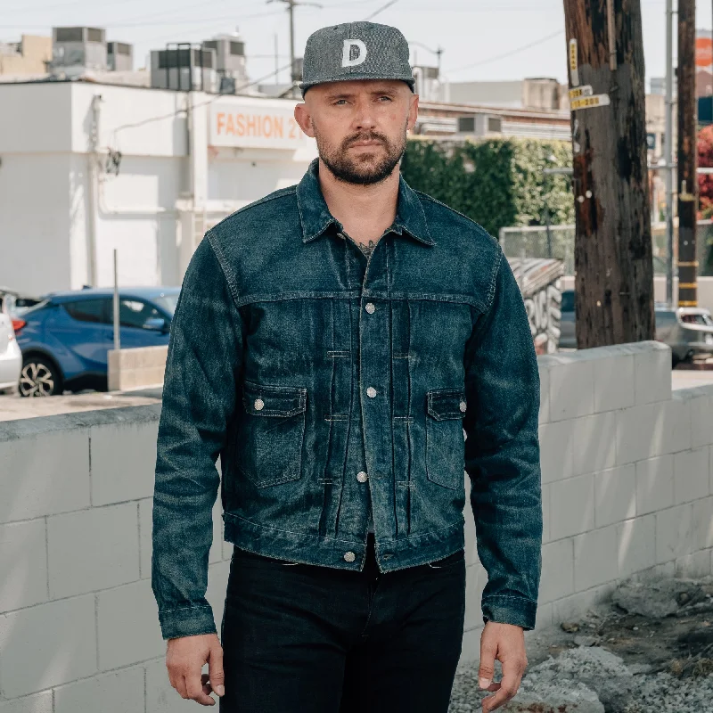 military-inspired jackets for men -RRL Westview Denim Trucker Jacket