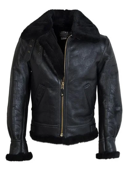 men's elegant jackets -Schott Classic B-3 Sheepskin Leather Bomber Jacket