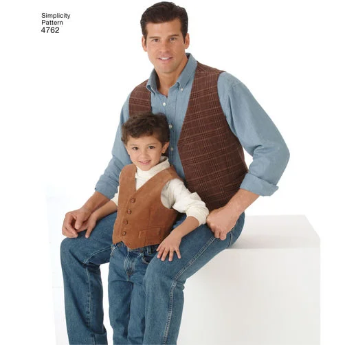 men's trendy waistcoats -Simplicity Men/Boys Vests and Ties S4762