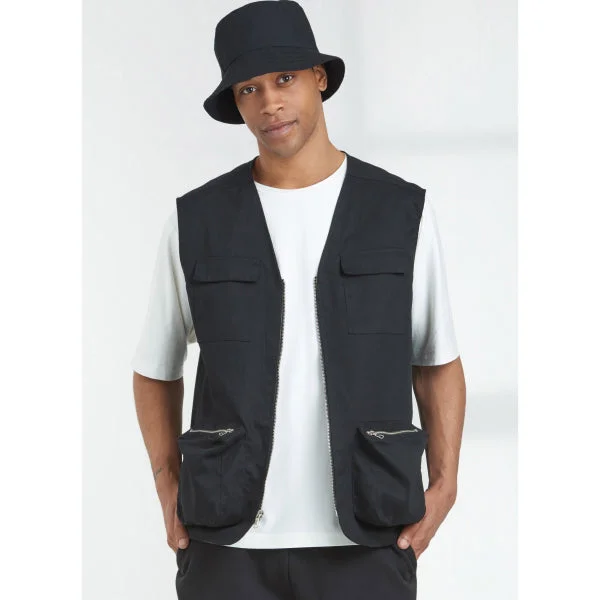 urban style vests for men -Simplicity Men's Knit Top, Vest and Hat S9651