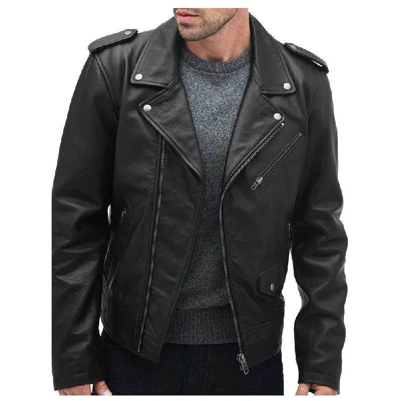 sleek jackets for formal wear -Slim Fit Moto Biker Jacket