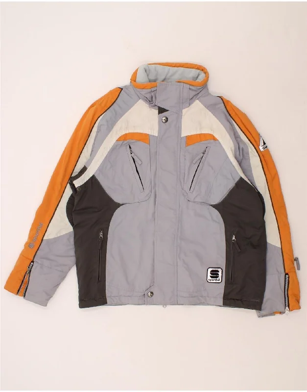 men's shearling jackets -SPORTFUL Mens Graphic Windbreaker Jacket UK 42 XL Grey Colourblock