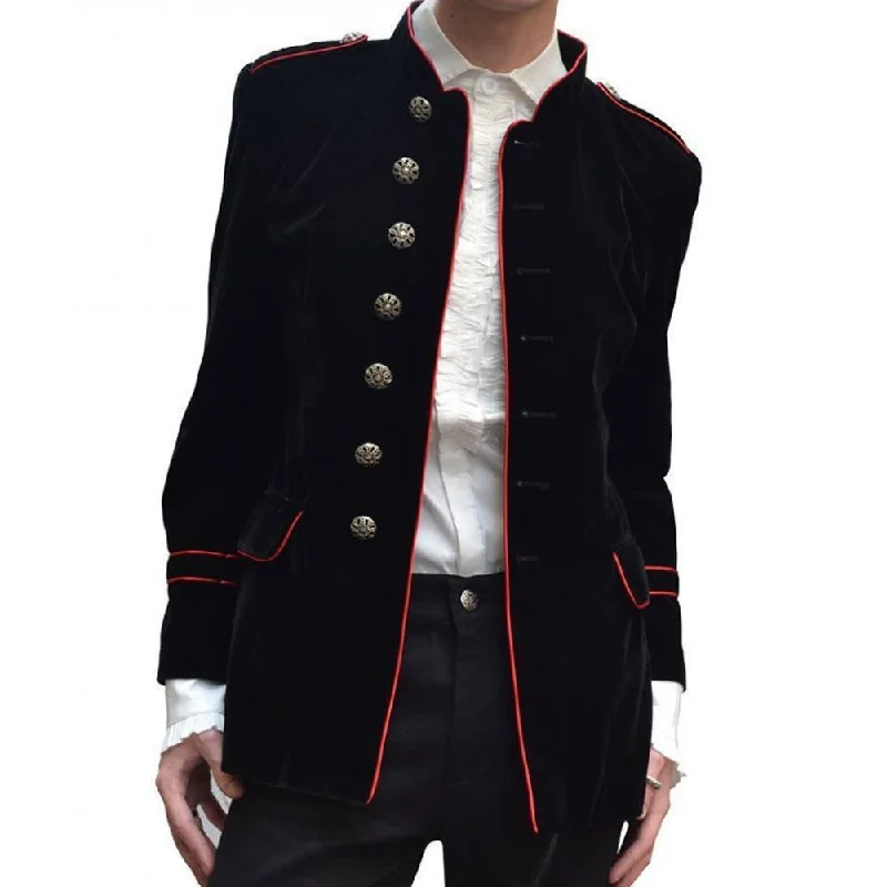 men's shearling jackets -Men Military Vintage Velvet Jacket