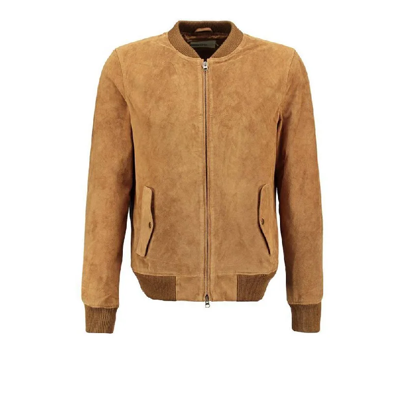 men's bomber jackets -Suede Leather Bomber Jacket