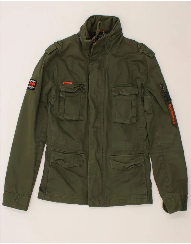 sleek jackets for formal wear -SUPERDRY Mens Military Jacket UK 34 XS Khaki Cotton