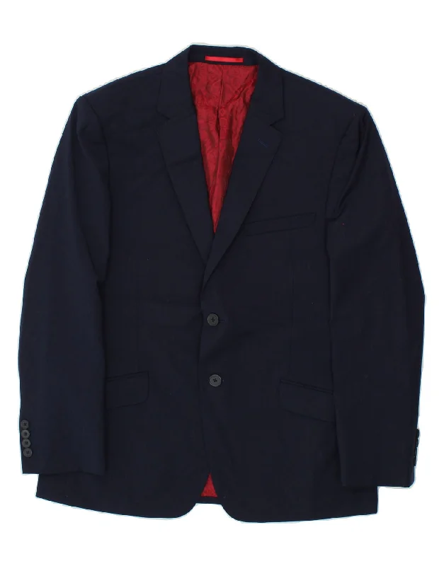 men's rain jackets -TED BAKER Mens 2 Button Blazer Jacket UK 40 Large Navy Blue Polyester