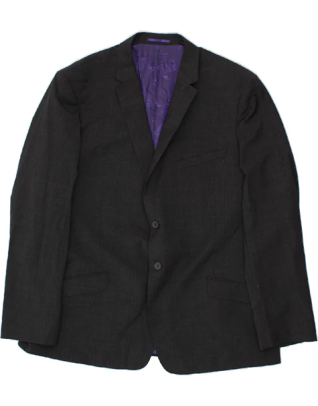 men's windbreakers -TED BAKER Mens London 2 Button Blazer Jacket EU 52 XL Black Wool