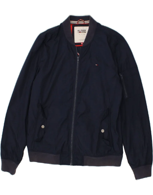 classic jackets for men -TOMMY HILFIGER Mens Bomber Jacket UK 44 2XL Navy Blue