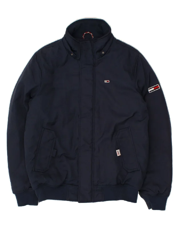 men's peacoats for casual wear -TOMMY HILFIGER Mens Bomber Windbreaker Jacket UK 38 Medium Navy Blue