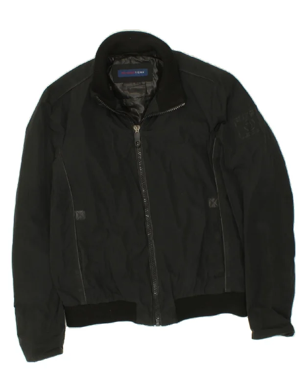 men's outdoor jackets -TRUSSARDI Mens Bomber Jacket UK 40 Large Black