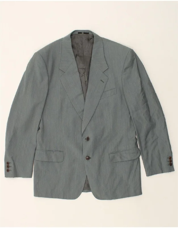 men's parkas for winter -VALENTINO Mens 2 Button Blazer Jacket IT 50 Large Grey Virgin Wool