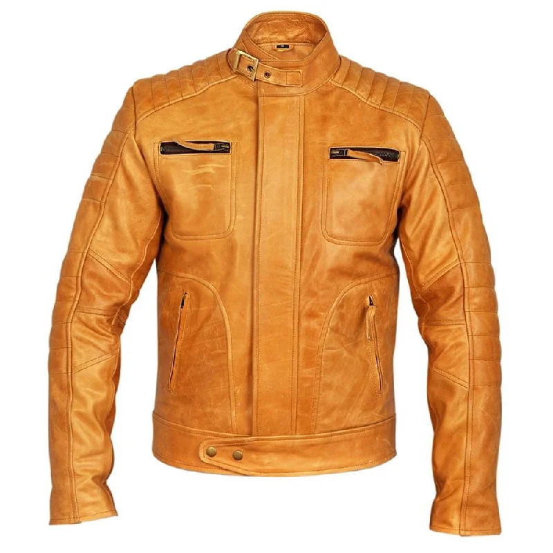 men's motorcycle jackets -Vintage Brown Biker Leather Jacket