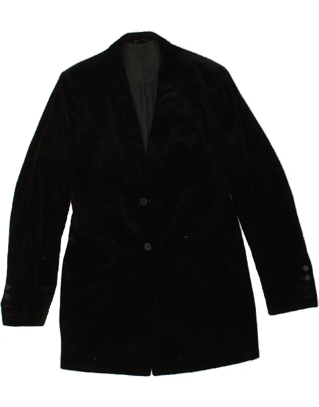 men's padded jackets -VINTAGE Mens 2 Button Blazer Jacket IT 50 Large Black Cotton