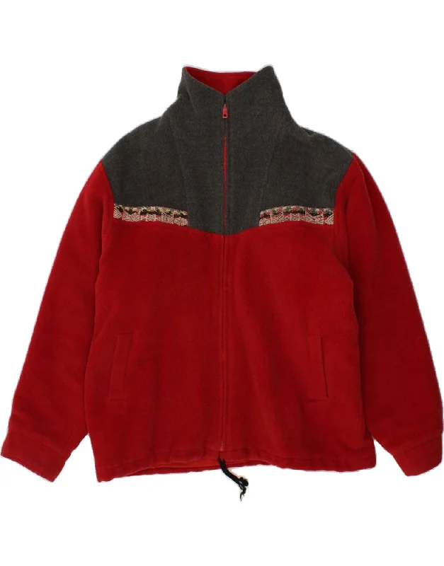 men's rugged jackets -VINTAGE Mens Bomber Jacket UK 42 XL Red Colourblock Alpaca Wool