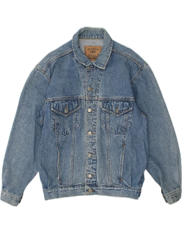 men's army-style jackets -VINTAGE Mens Denim Jacket UK 36 Small Blue Cotton