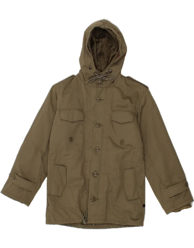 men's waterproof parka jackets -VINTAGE Mens Hooded Military Jacket UK 34 XS Khaki