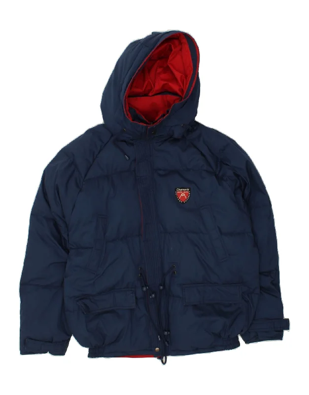 men's waterproof parka jackets -VINTAGE Mens Hooded Padded Jacket UK 38 Medium Navy Blue Nylon