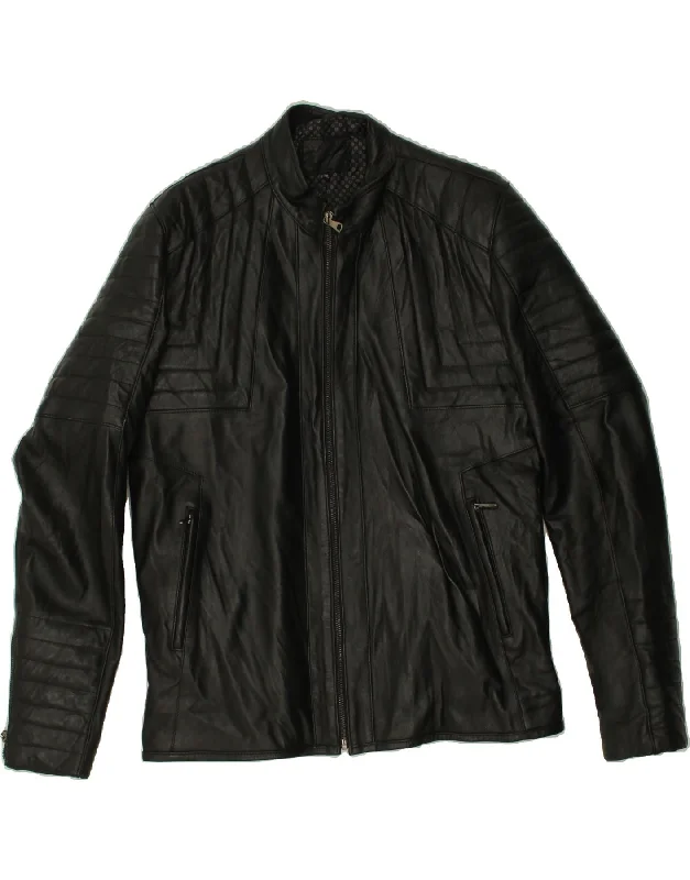 men's casual leather jackets -VINTAGE Mens Leather Jacket UK 38 Medium Black