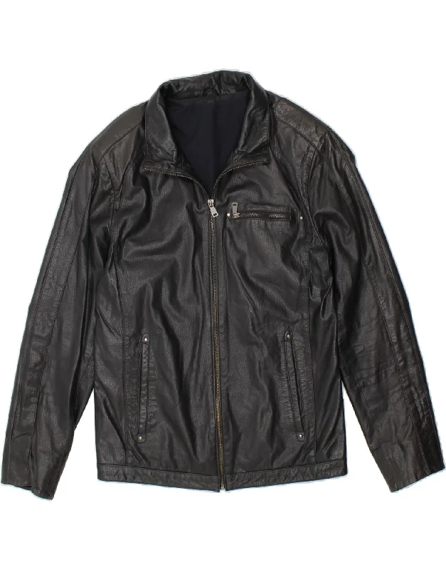 men's jacket coats for autumn -VINTAGE Mens Leather Jacket UK 38 Medium Black Leather