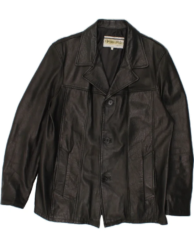 men's versatile jackets -VINTAGE Mens Leather Jacket UK 40 Large Black Leather