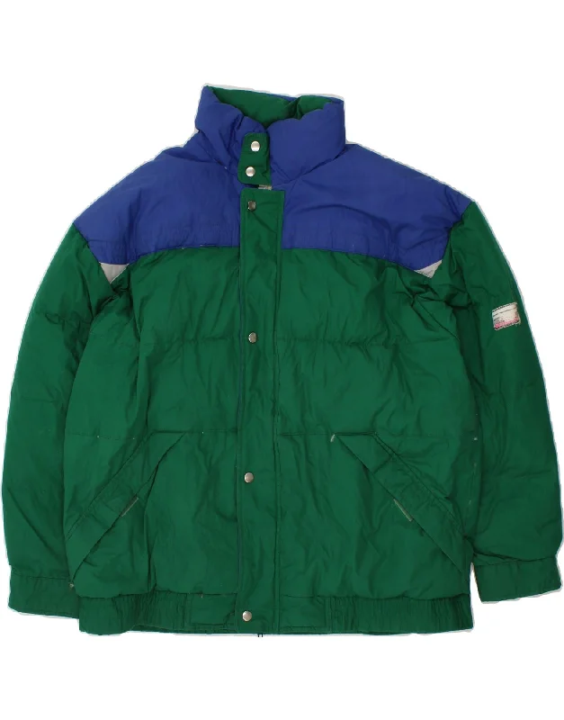 men's stylish coats and jackets -VINTAGE Mens Padded Jacket UK 40 Large Green Colourblock Polyester