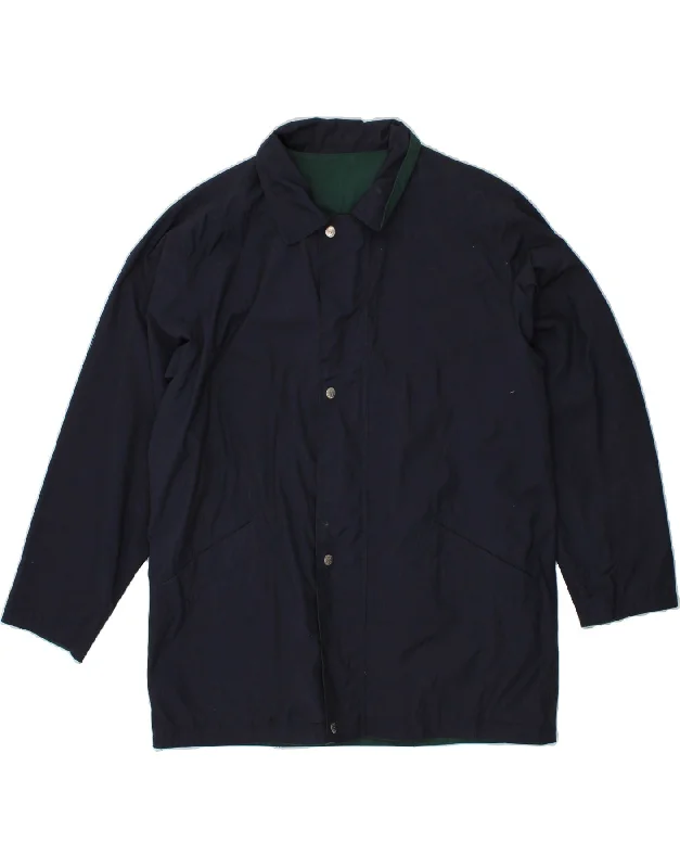 men's waterproof jackets -VINTAGE Mens Reversible Jacket UK 38 Medium Navy Blue Polyester