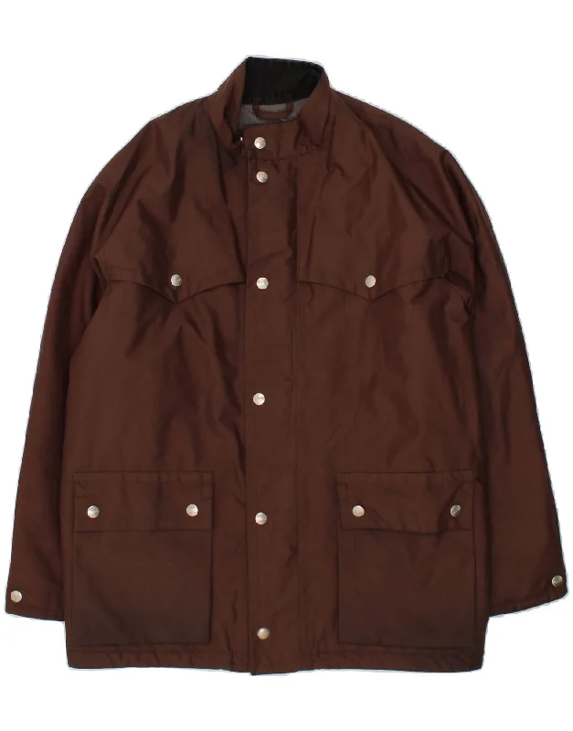 military-inspired jackets for men -VINTAGE Mens Utility Jacket IT 50 Large Brown Polyester