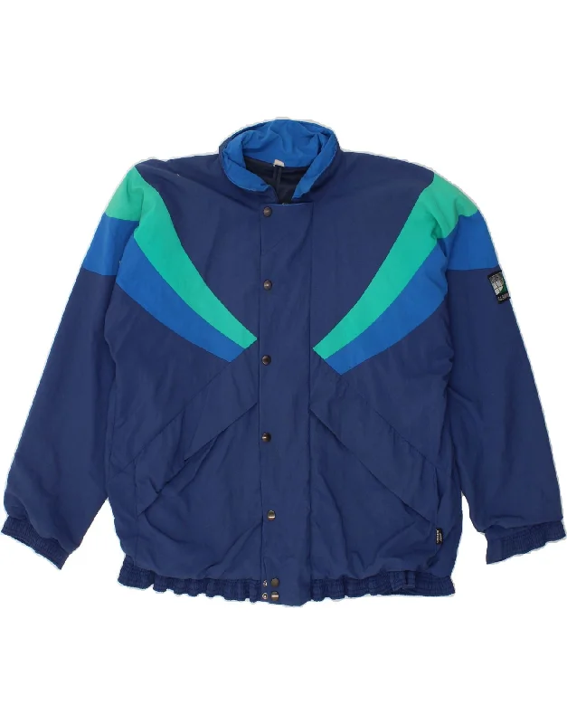 men's corduroy jackets -VINTAGE Mens Windbreaker Jacket UK 40 Large Navy Blue Colourblock