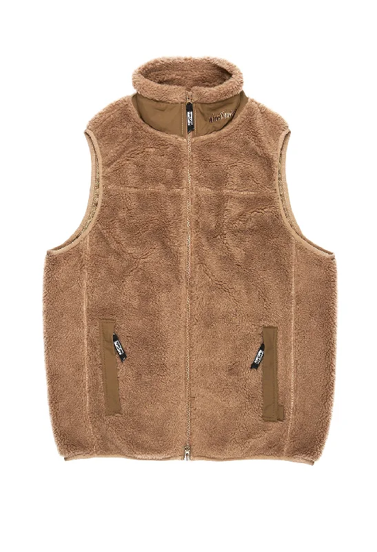 men's stylish knit vests -Wild Things Men's Boa Vest - Taupe