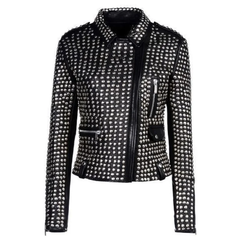 men's double-breasted jackets -Ultimate Studded Leather Motorcycle Jacket