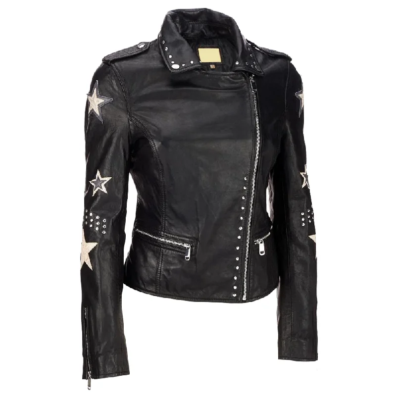 men's trench coats -Women Party Rock Star Black Fashion Leather Jacket