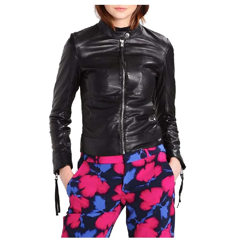 men's tailored jackets -WOMEN SLIM FIT FASHION GENUINE LEATHER JACKET