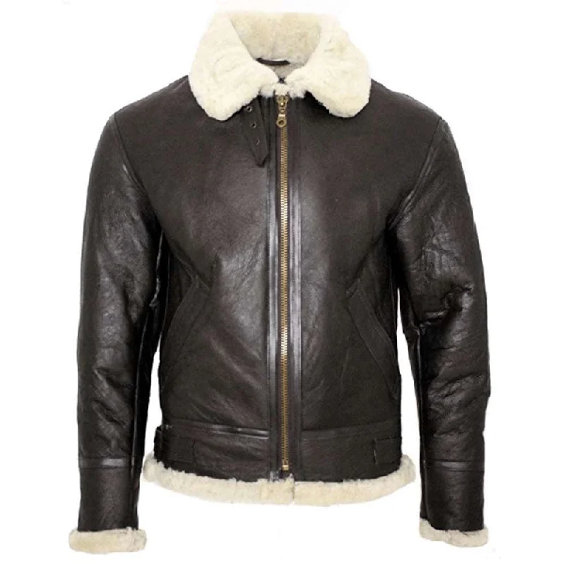 stylish jackets for men -World War 2 Infinity Aviator Cream Shearling Bomber Leather Jacket Men