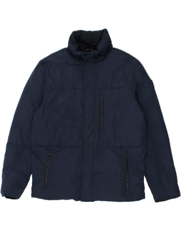 men's wool jackets -WRANGLER Mens Windbreaker Jacket UK 40 Large Navy Blue Polyester