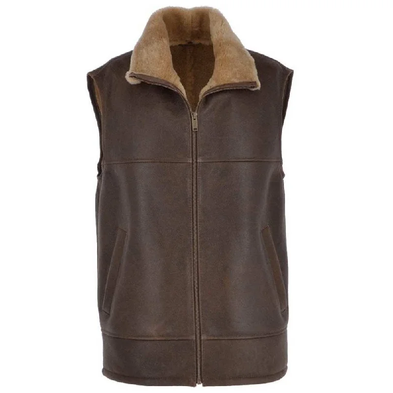 casual waistcoats for layering -WW2 Pilot Shearling  Leather Vests