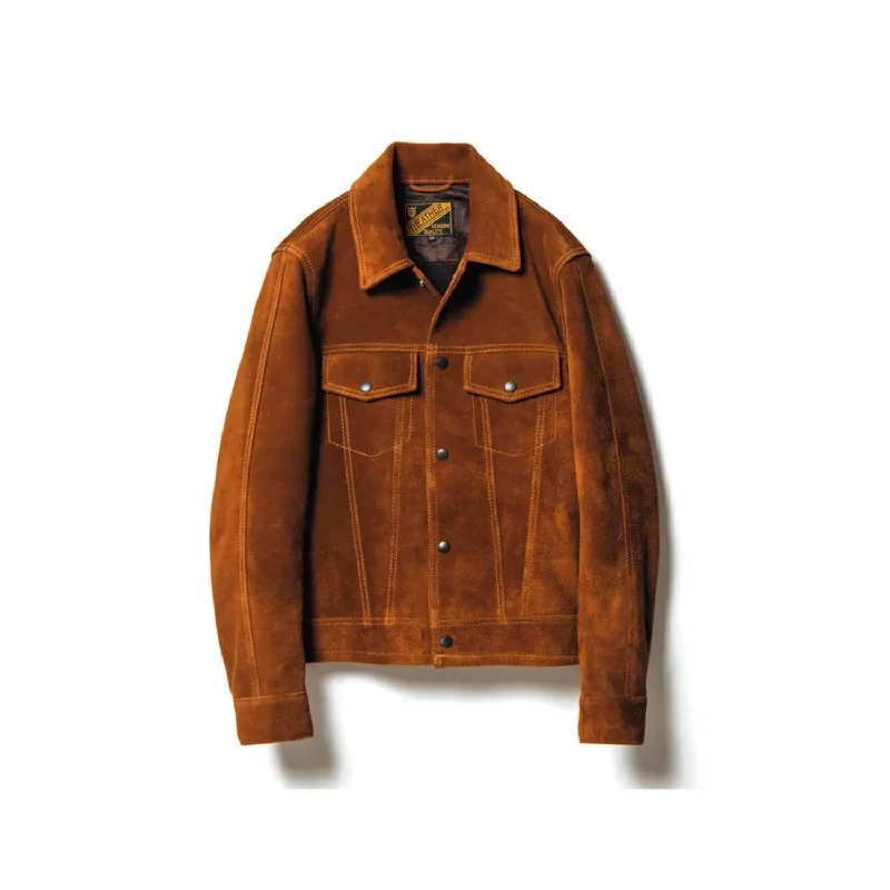 men's jacket coats for autumn -Y'2 Leather TB-139 Steer Suede 3rd Type Jacket Camel