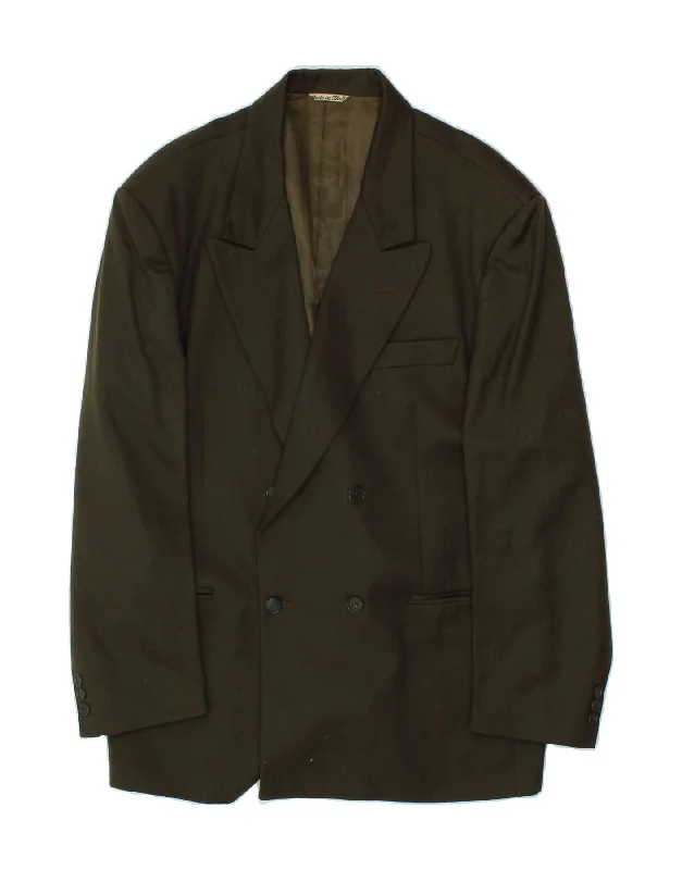 men's parka jackets -ZIGNONE Mens Double Breasted Blazer Jacket IT 56 3XL Green Virgin Wool