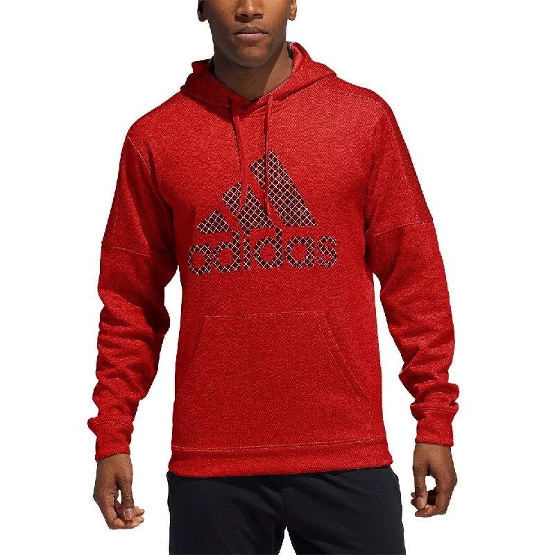 men's hoodies for casual outings -Adidas Men's Team Issue Fleece Logo Hoodie Red Size Large