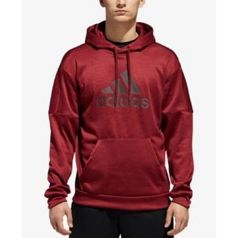 pullover hoodies for men -Adidas Men's Team Issue Fleece Logo Hoodie Red Size XX-Large