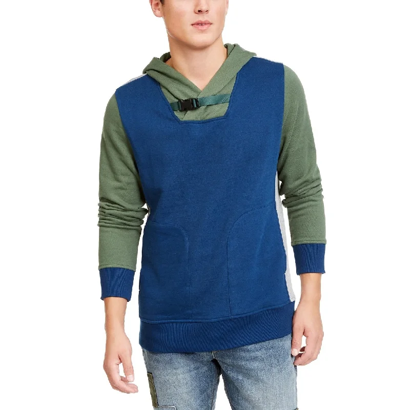 pullover hoodies for men -American Rag Men's Colorblocked Belted Hoodie Green Size Medium