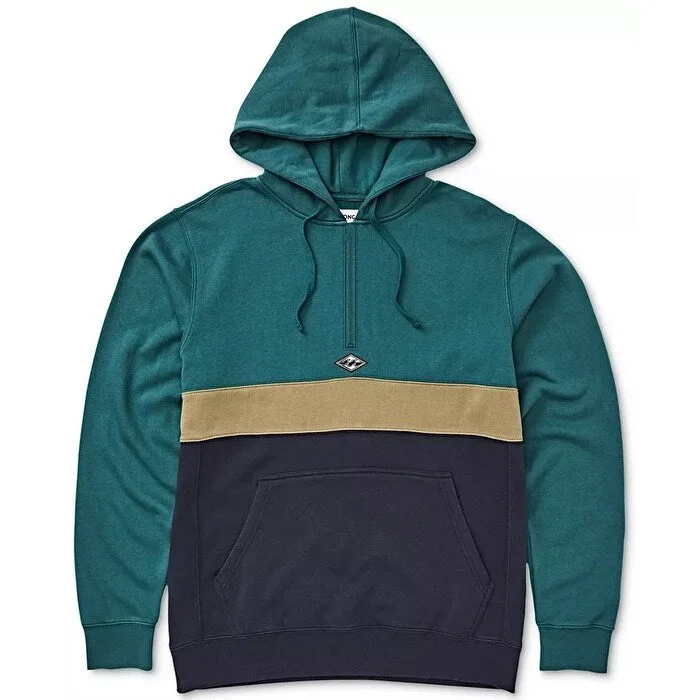 men's hoodies with logo -Billabong Men's Wave Colorblocked Half-Zip Hoodie Green Size Small