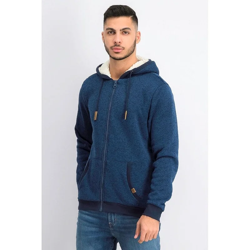 athletic-inspired sweatshirts for men -Buffalo David Bitton Men's Full-Zip Sherpa-Lined Hoodie Blue Size S