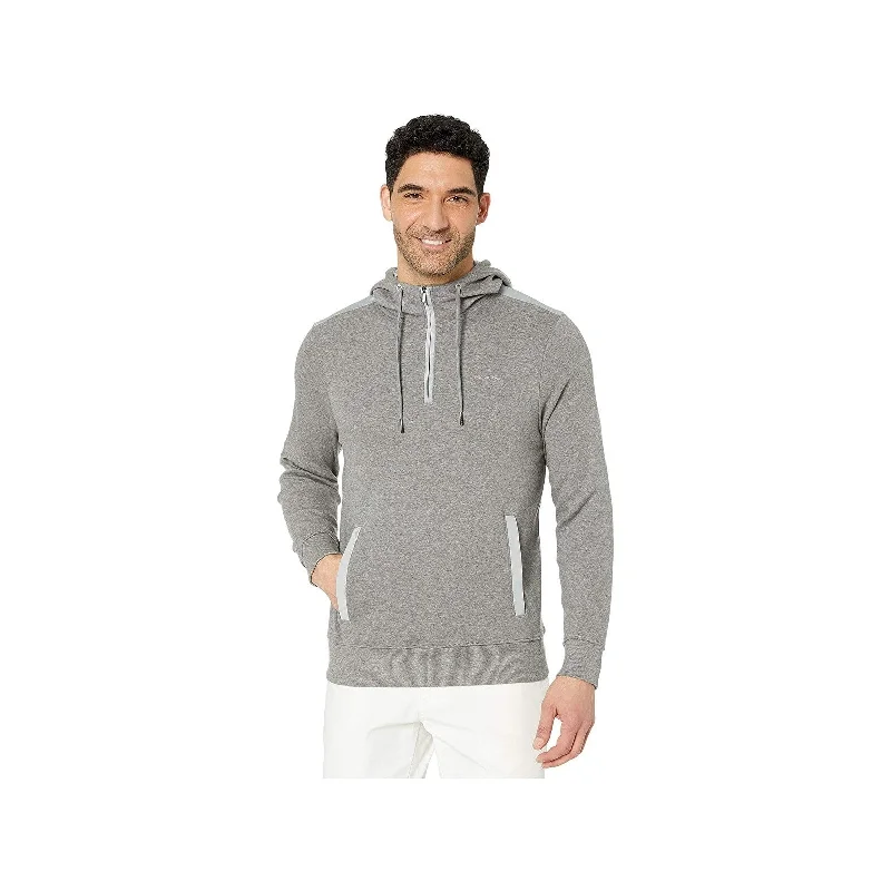 hoodie jackets for men -Calvin Klein Mens Colorblocked Mixed-Media 1/4-Zip Hoodie Gray Size 2 Extra Large