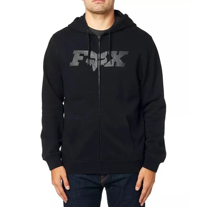 men's sweatshirts for running -Fox Men's Legacy Fleece Logo Zip Hoodie Black Size Small