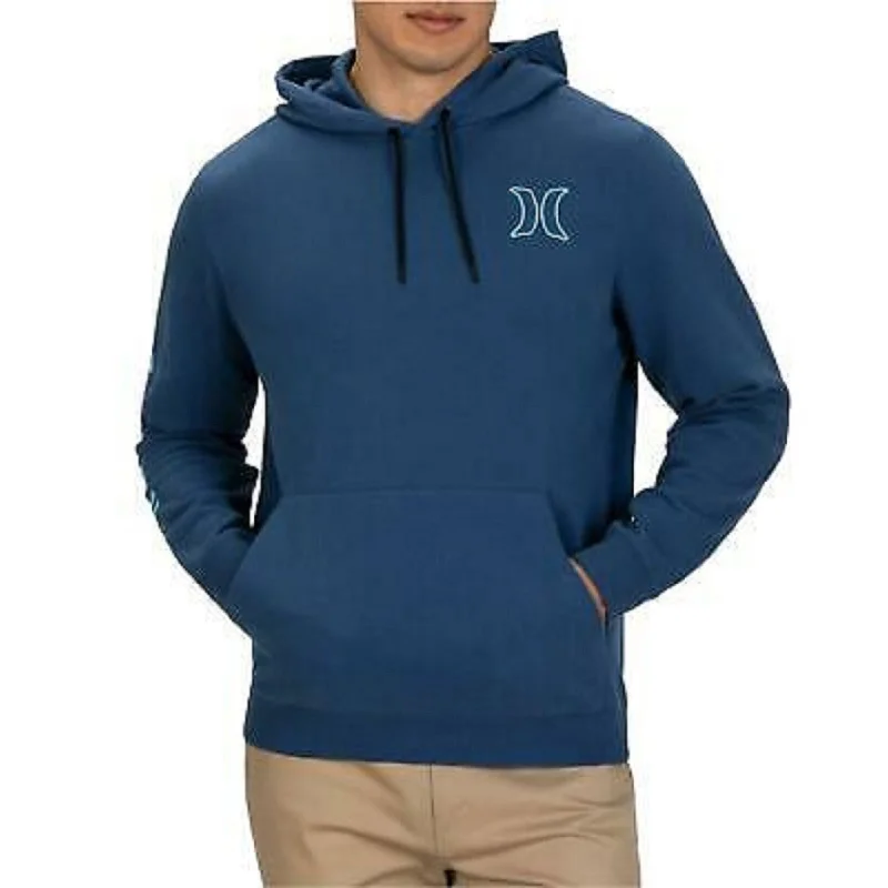 oversized sweatshirts for men -Hurley Men's Conrad Logo Hoodie Dark Blue Size Large