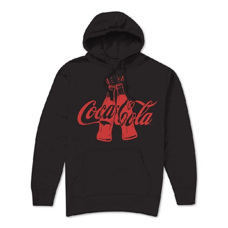 men's hoodies for winter -Hybrid Men's Coca-Cola Logo Hoodie Black Size Medium