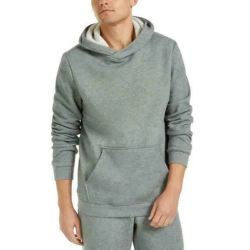 cotton hoodies for men -Id Ideology Men's Fleece Hoodie Gray Size Medium